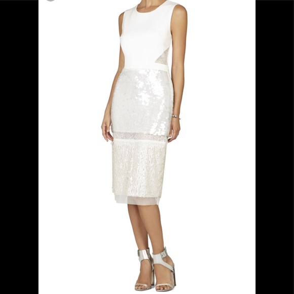 bcbg white sequin dress